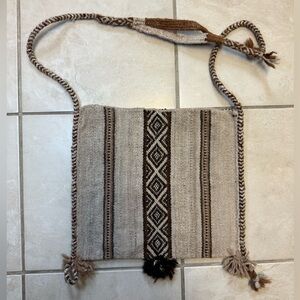 Handcrafted Beige and Brown Wool Satchel